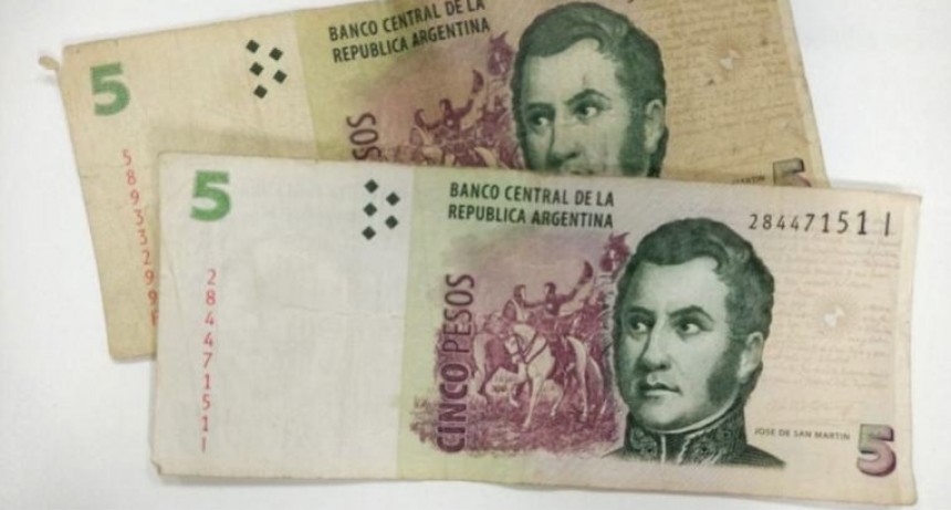 Extienden la circulación legal de los billetes de 5 pesos