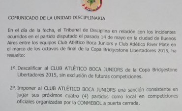 La Conmebol eliminó a Boca de la Copa Libertadores