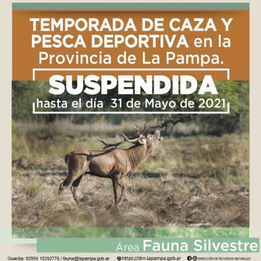 Se suspende la Caza y Pesca Deportiva en La Pampa